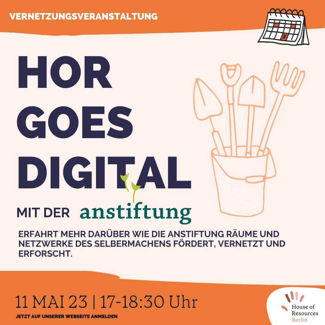 HoR goes digital: Vorstelung der Stiftung anstiftung am 05.11.2023 von 17.00-18.30 Uhr.