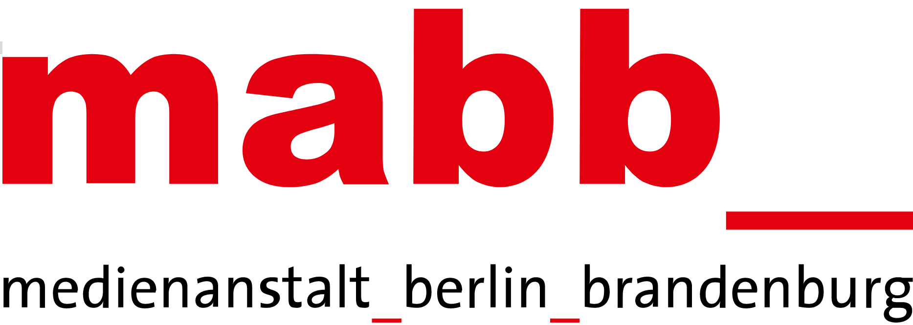 logo der Medienanstalt Berlin-Brandenburg; "mabb" in roten Buchstaben, darunter der Schriftzug "mediennstalt_berlin_brandenburg" in schwarzer Schrift, weißer Hintergrund